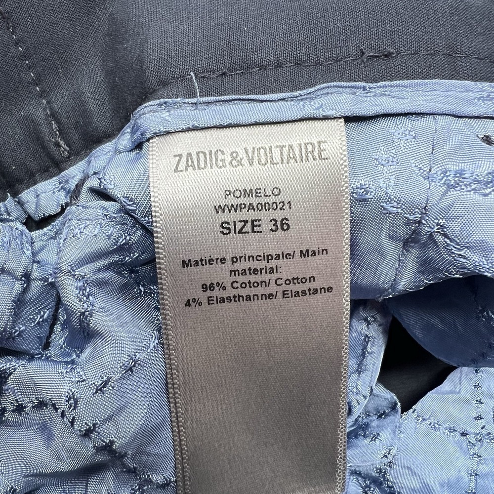 Zadig & Voltaire Pomelo Pant Size 36 Navy Silver Glitter Side Ankle‎ Trouser - Picture 8 of 9